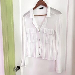 Zara Trf Camp Collar White Shirt
